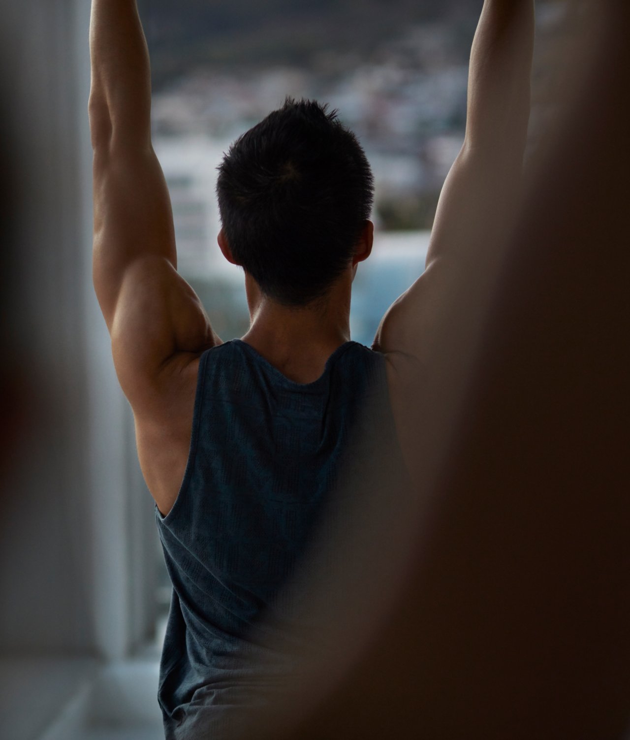 A recovering patient stretching and regaining mobility
